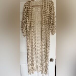 Pearl embellished gold duster